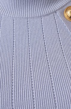 Женский топ из вискозы BALMAIN голубого цвета, арт. EF1AB390/KB07 | Фото 6 (Материал внешний: Вискоза; Длина (для топов): Укороченные; Драгоценные камни: Проставлено; Материал сплава: Проставлено; Стили: Романтичный; Кросс-КТ: костюм; Рукава: Без рукавов)
