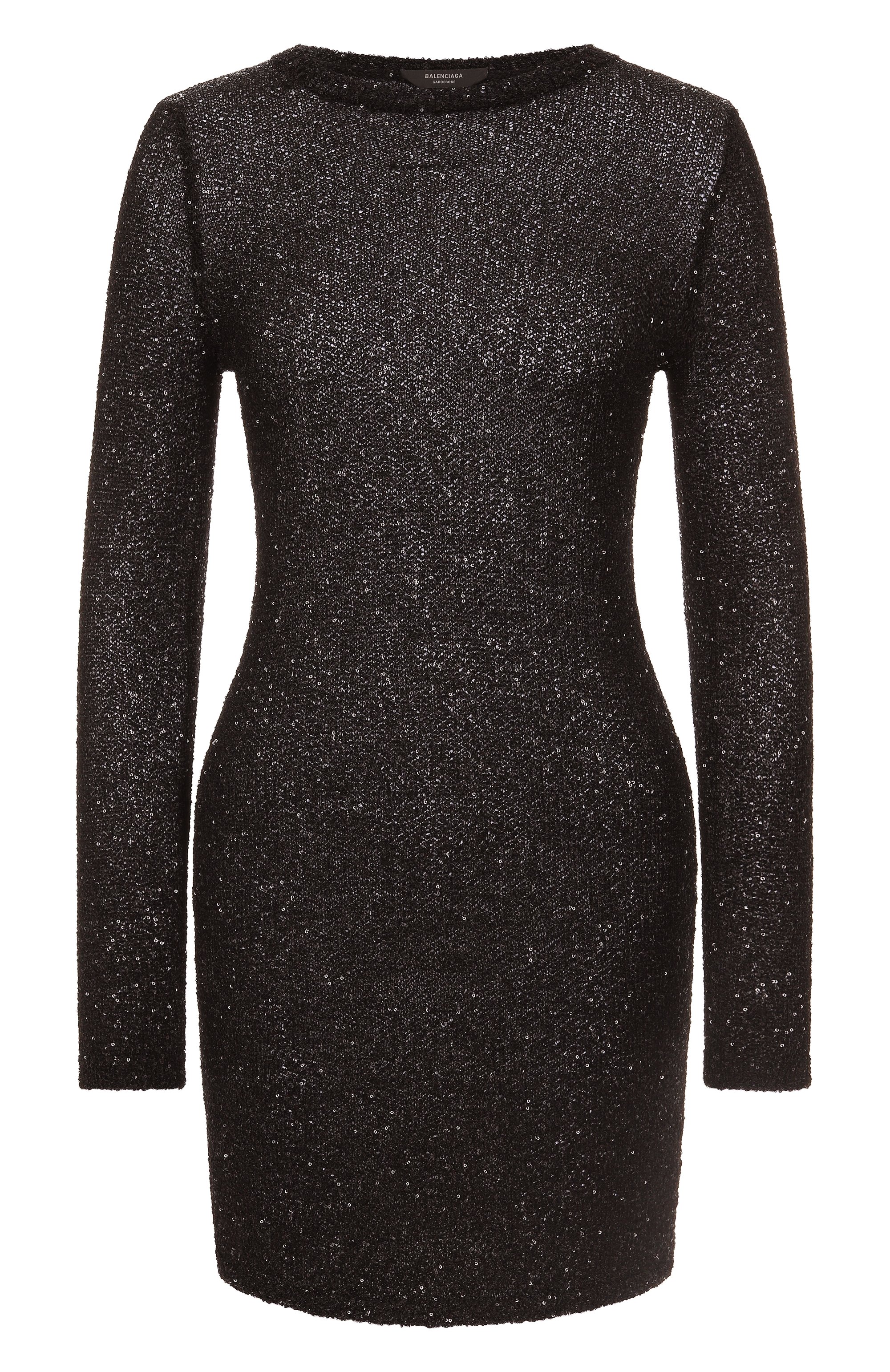 Платье с отделкой пайетками BALENCIAGA черного цвета по цене 236500 руб., арт. 818983/T7196, фото 1 Платье с отделкой пайетками BALENCIAGA, арт. 818983/T7196, фото 1