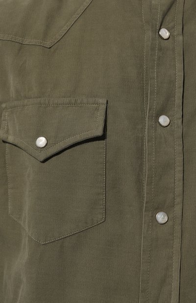 Вельветовая рубашка BRUNELLO CUCINELLI хаки цвета по цене 127000 руб., арт. ML688B2151, фото 5 Вельветовая рубашка BRUNELLO CUCINELLI, арт. ML688B2151, фото 5