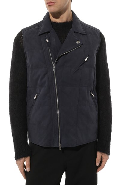 Жилет из нубука BRUNELLO CUCINELLI темно-синего цвета по цене 543000 руб., арт. MPLBY1923, фото 3 Жилет из нубука BRUNELLO CUCINELLI, арт. MPLBY1923, фото 3