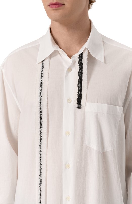 Хлопковая рубашка Ann Demeulemeester B0012776/FA026 Белый  B0012776/FA026 Фото 5