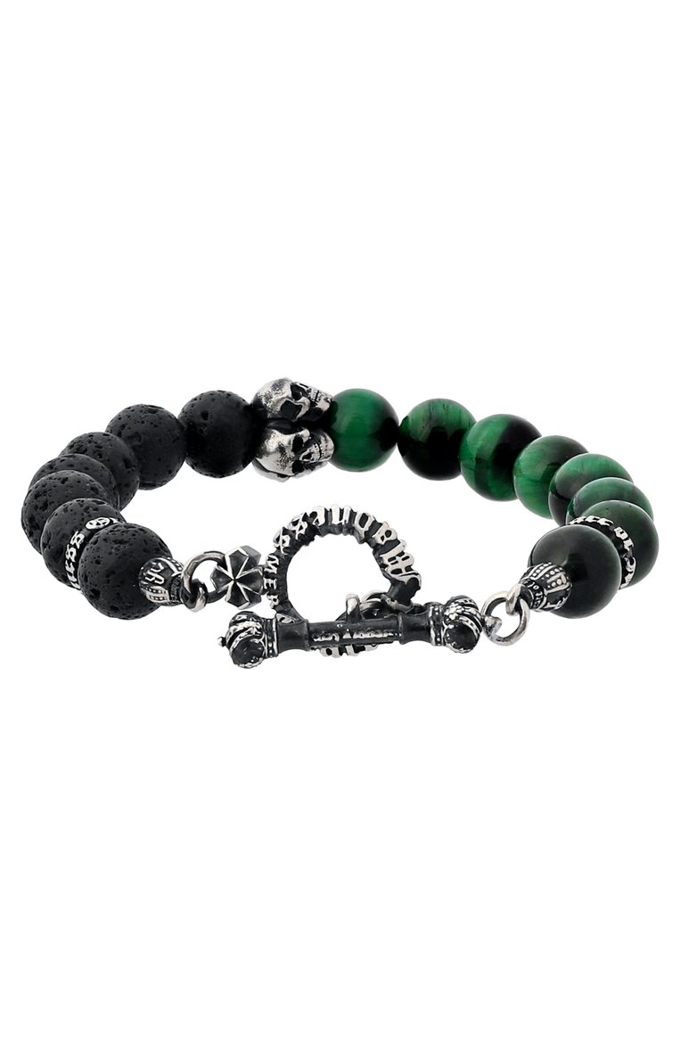 Мужской браслет ангелы и демоны GL JEWELRY зеленого цвета, арт. PB515 | Фото 3 (Нос: Не проставлено; Региональные ограничения белый список (Axapta Mercury): Не проставлено; Материал: Серебро, Камень)