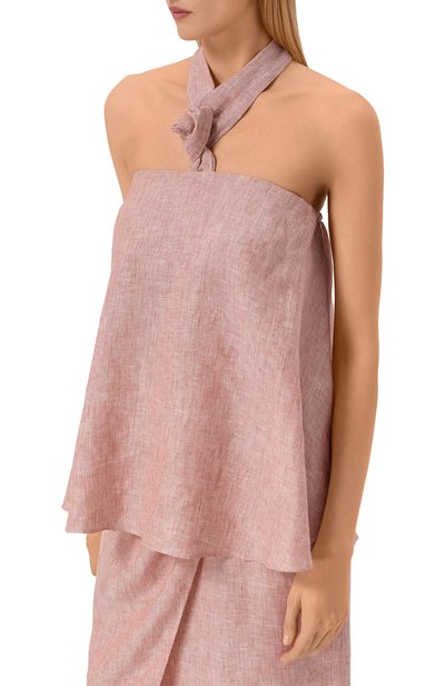 Льняной топ 12 STOREEZ розового цвета по цене 13000 руб., арт. 138068, фото 3 Льняной топ 12 STOREEZ, арт. 138068, фото 3
