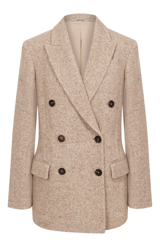 Жакет из шерсти и шелка Brunello Cucinelli MG5307059 Бежевый MG5307059