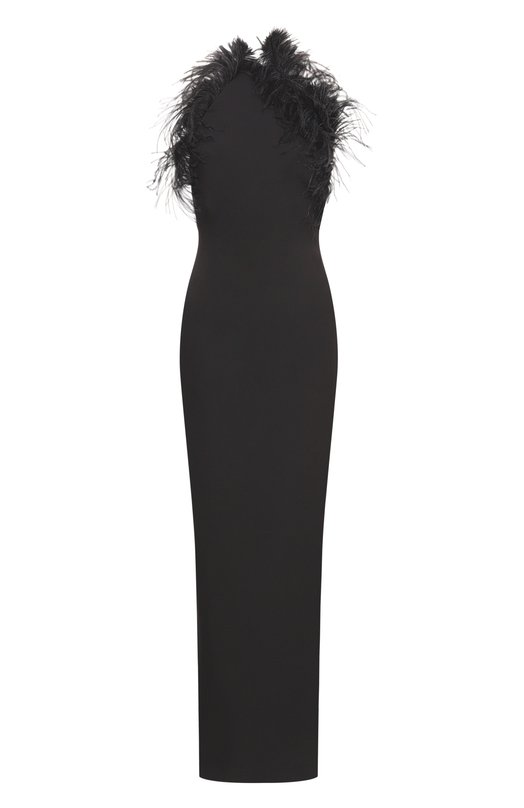 Платье с отделкой перьями страуса The Attico 260WCW00264/PLL088FS Чёрный 260WCW00264/PLL088FS
