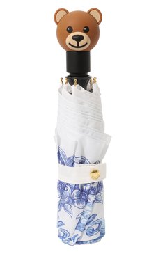 Женский складной зонт MOSCHINO голубого цвета, арт. 8191-0PENCL0SE | Фото 5 (Материал: Синтетический мат�ериал, Металл, Текстиль; Материал сплава: Проставлено; Нос: Не проставлено)