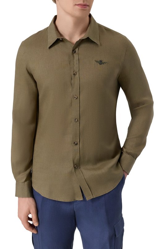 Льняная рубашка Aeronautica Militare CA1239CT3089 Хаки  CA1239CT3089 Фото 3