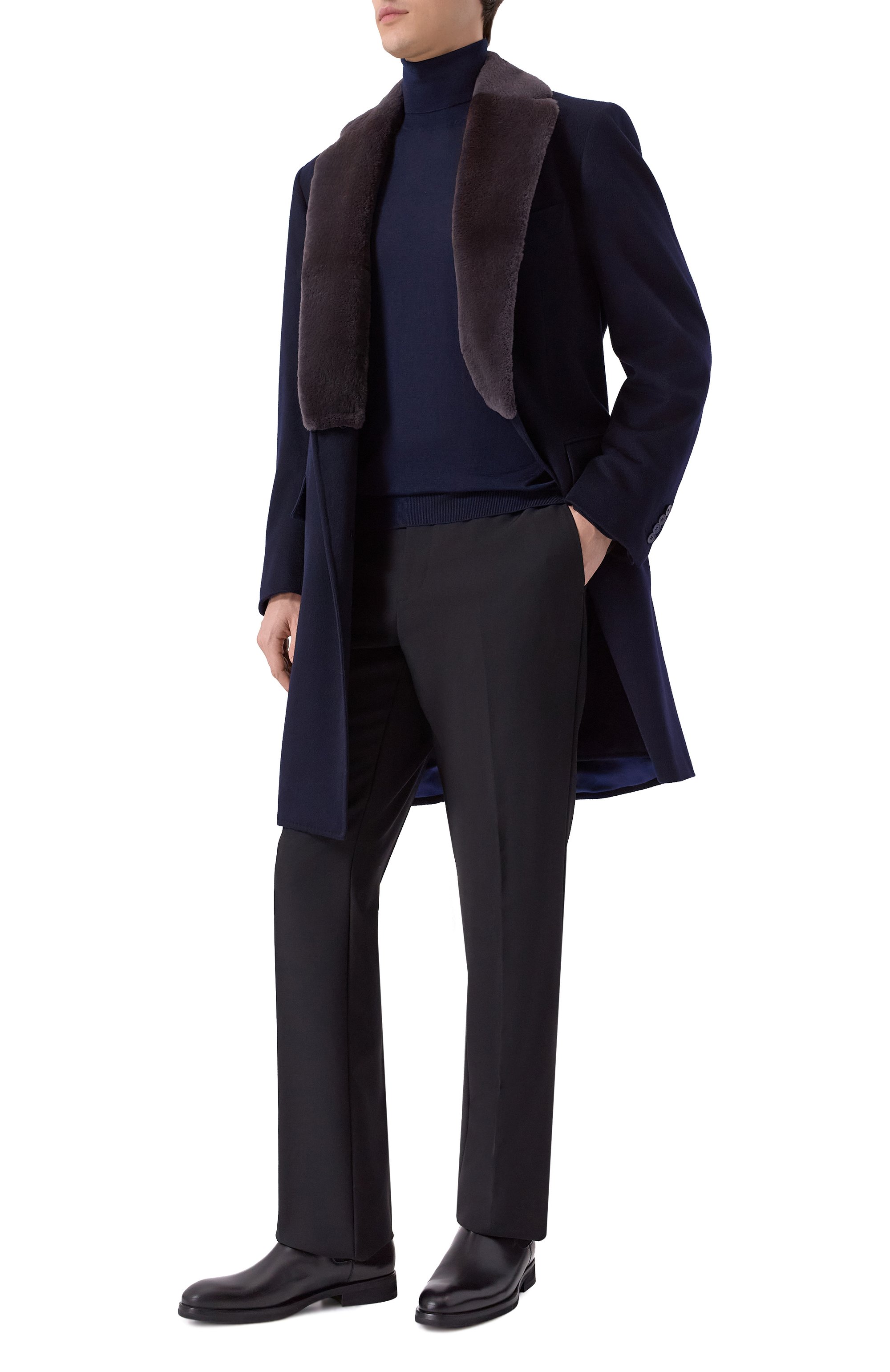 Кашемировое пальто с воротником из бобра STEFANO RICCI, арт. M1ZF992C10/C060HC, фото 2