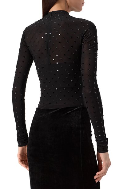 Боди из вискозы с отделкой стразами ALAIA, арт. AA9B0212X063A, фото 4