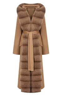 Кашемировое пальто с отделкой из норки MVST