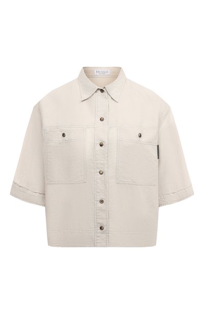 Женская рубашка изо льна и хлопка BRUNELLO CUCINELLI, арт. MD698B1304