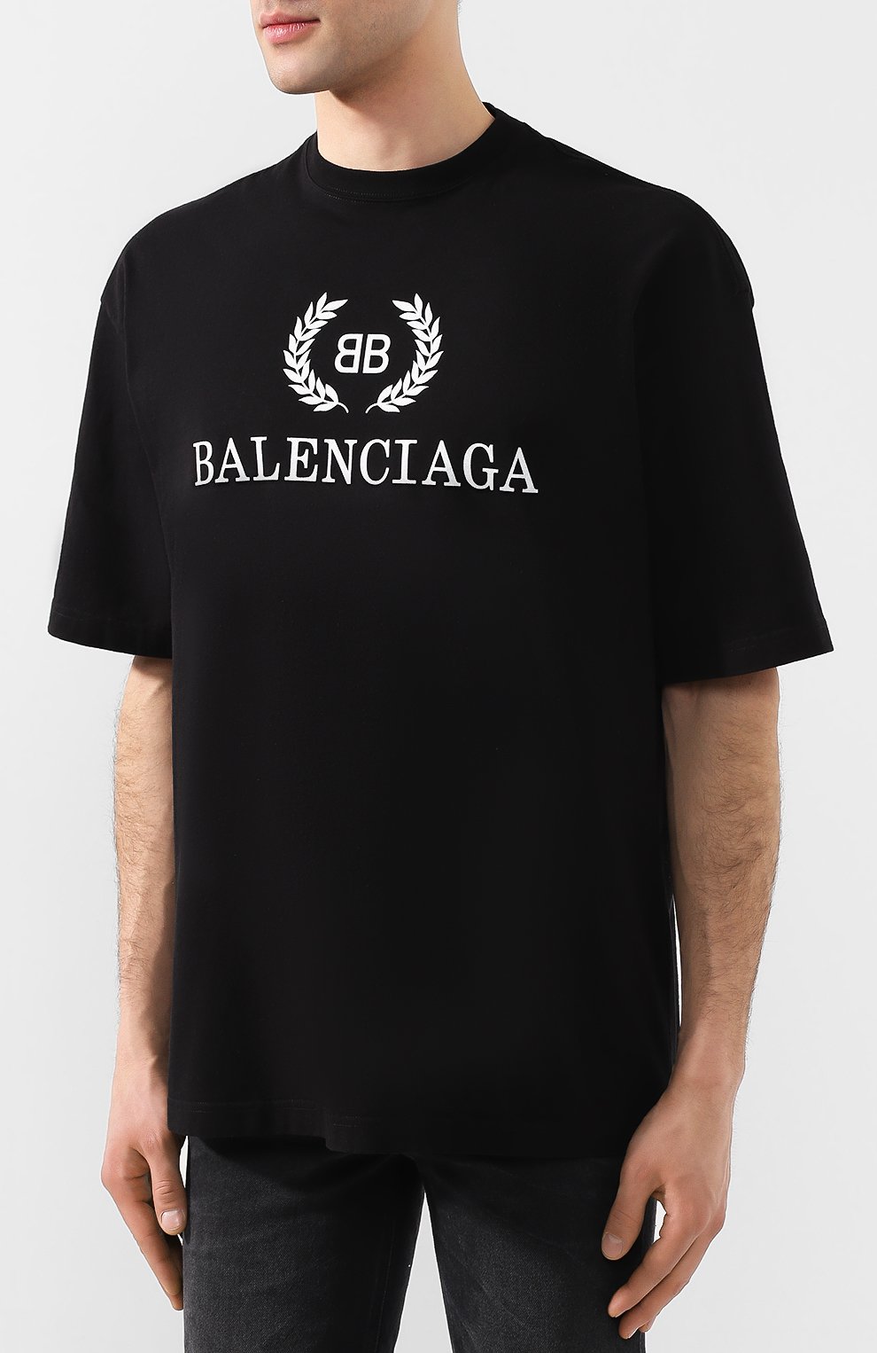 Хлопковая футболка BALENCIAGA черного цвета по цене 27150 руб., арт. 556148/TDV51, фото 3 Хлопковая футболка BALENCIAGA, арт. 556148/TDV51, фото 3