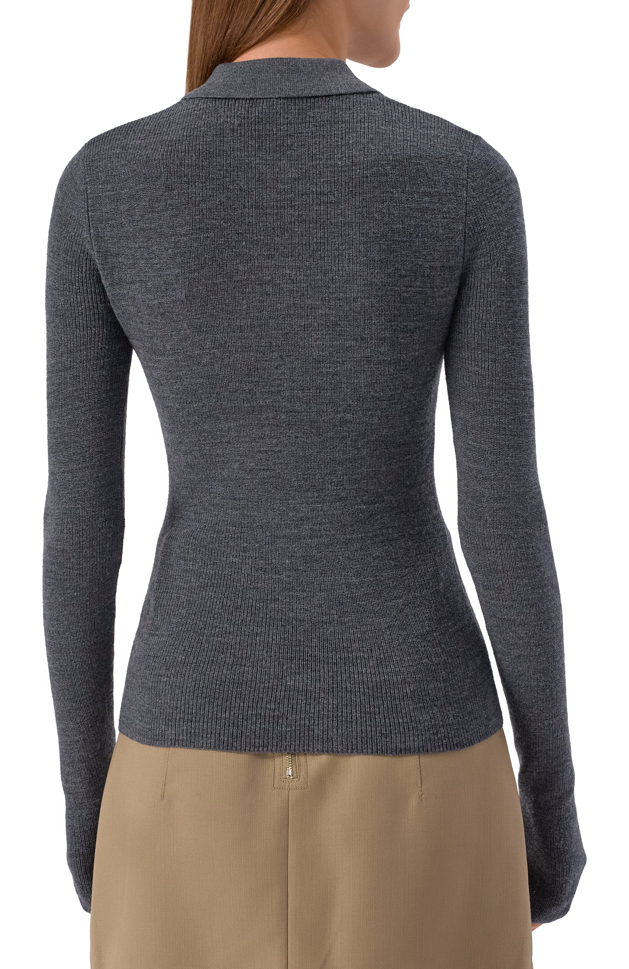 Шерстяное поло GANNI серого цвета по цене 36950 руб., арт. K2314, фото 4 Шерстяное поло GANNI, арт. K2314, фото 4