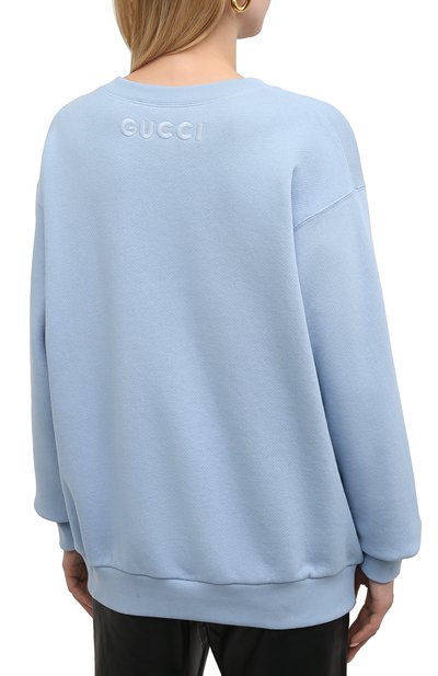 Хлопковый свитшот GUCCI голубого цвета по цене 122400 руб., арт. 617964/XJDC9, фото 4 Хлопковый свитшот GUCCI, арт. 617964/XJDC9, фото 4