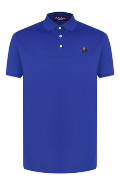 Мужское хлопковое поло RALPH LAUREN синего цвета, арт. 790508036 | Фото 1 (Застежка: Пуговицы; Рукава: Короткие; Длина (для топов): Стандартные; Материал сплава: Проставлено, Проверено; Материал внешний: Хлопок; Статус проверки: Проверено, Проверена категория; Драгоценные камни: Проставлено)