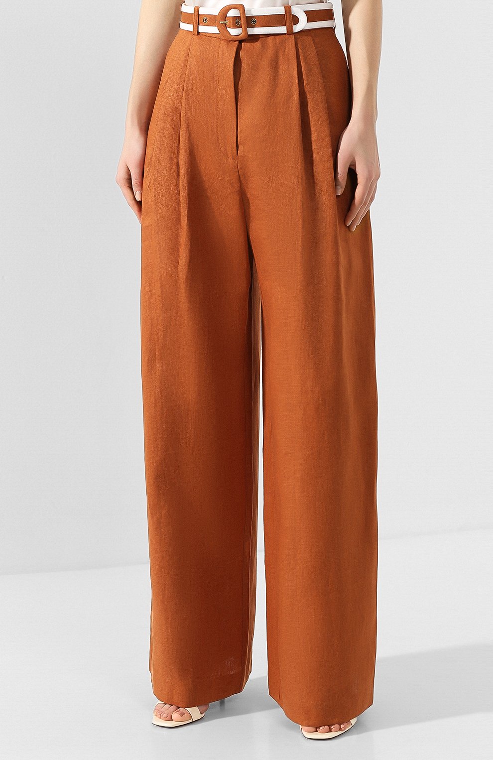 Льняные брюки ZIMMERMANN коричневого цвета по цене 68500 руб., арт. 7710PSUP, фото 3 Льняные брюки ZIMMERMANN, арт. 7710PSUP, фото 3