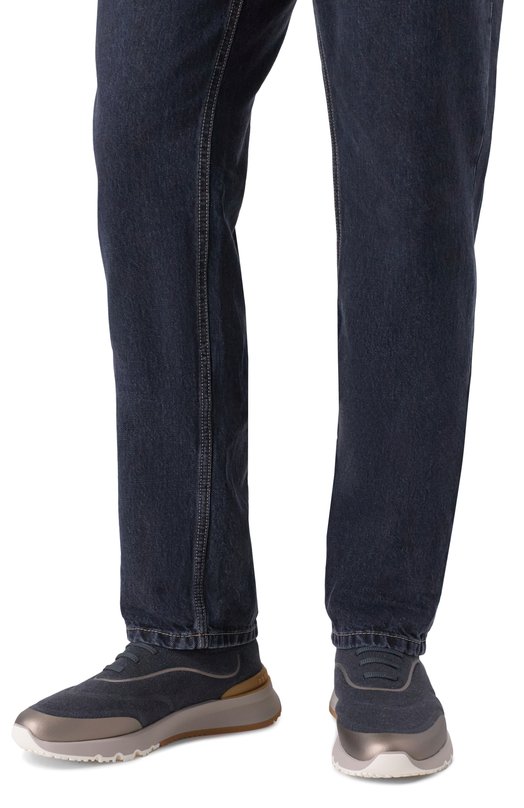 Текстильные кроссовки Brunello Cucinelli MZUAUF0340 Серый  MZUAUF0340 Фото 3