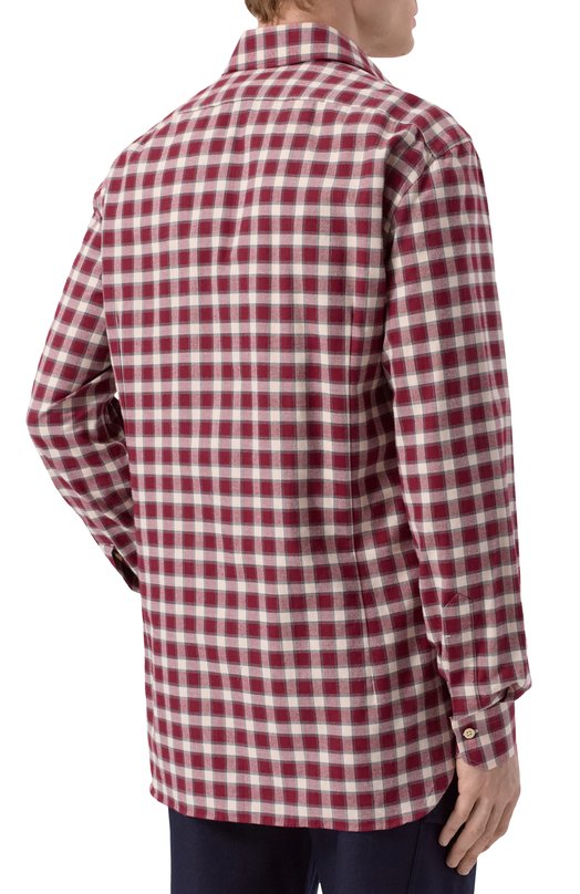 Хлопковая рубашка Kiton UCCH0943905 Бордовый  UCCH0943905 Фото 4