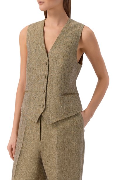 Льняной жилет OFFICINE GENERALE бежевого цвета по цене 43750 руб., арт. S26WTLG406, фото 3 Льняной жилет OFFICINE GENERALE, арт. S26WTLG406, фото 3