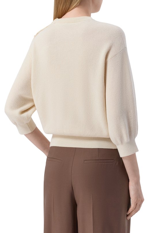 Свитер из кашемира и хлопка Agnona K111025E/1T140PE_001 Кремовый  K111025E/1T140PE_001 Фото 4