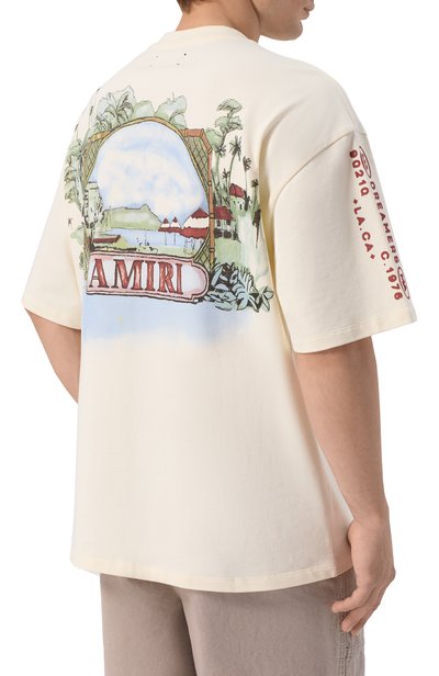 Хлопковая футболка AMIRI молочного цвета по цене 64350 руб., арт. AMT0JR1174, фото 4 Хлопковая футболка AMIRI, арт. AMT0JR1174, фото 4