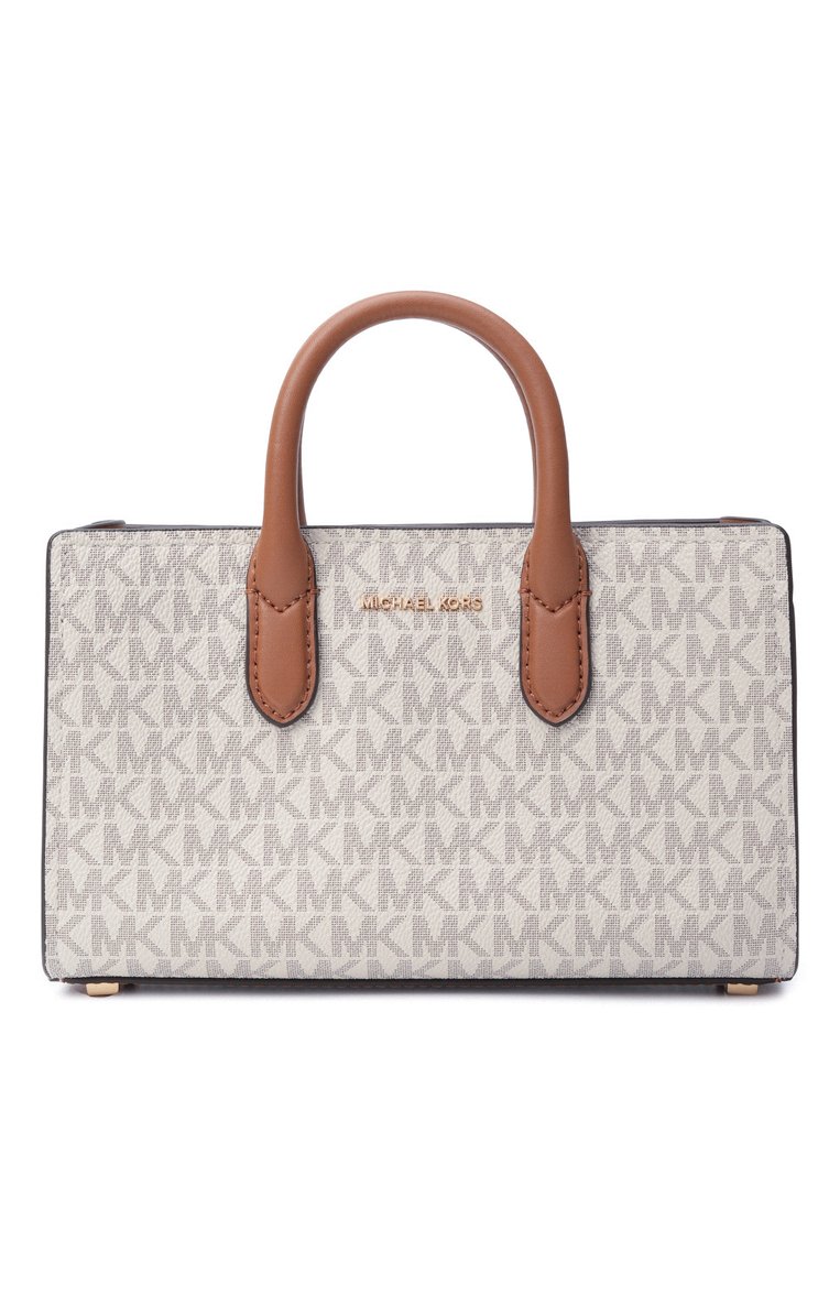 Женская сумка scarlett xs MICHAEL MICHAEL KORS бежевого цвета, арт. 32F4GETC0B | Фото 1 (Материал сплава: Проставлено; Размер: small; Ремень/цепочка: На ремешке; Драгоценные камни: Проставлено; Материал: Экокожа, Канва)