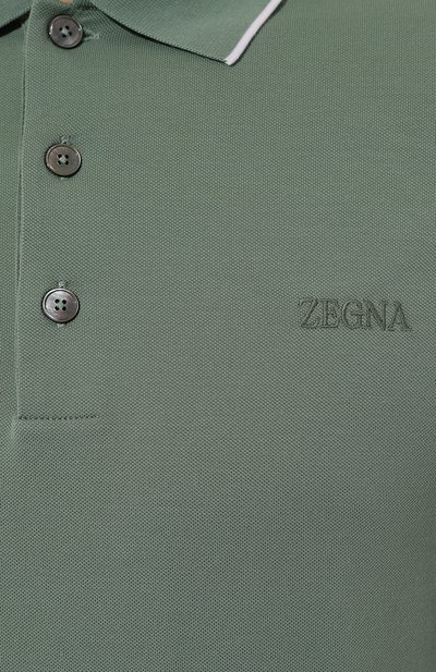 Хлопковое поло ZEGNA светло-зеленого цвета по цене 49950 руб., арт. UD358A7/D746, фото 5 Хлопковое поло ZEGNA, арт. UD358A7/D746, фото 5