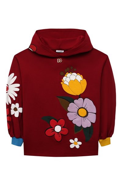 Хлопковое худи DOLCE & GABBANA бордового цвета по цене 45200 руб., арт. L5JW4T/G7BHJ/8-14, фото 1 Хлопковое худи DOLCE & GABBANA, арт. L5JW4T/G7BHJ/8-14, фото 1