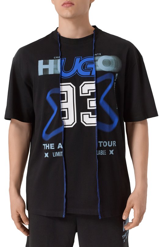 Хлопковая футболка HUGO Blue 50544182 Чёрный  50544182 Фото 3
