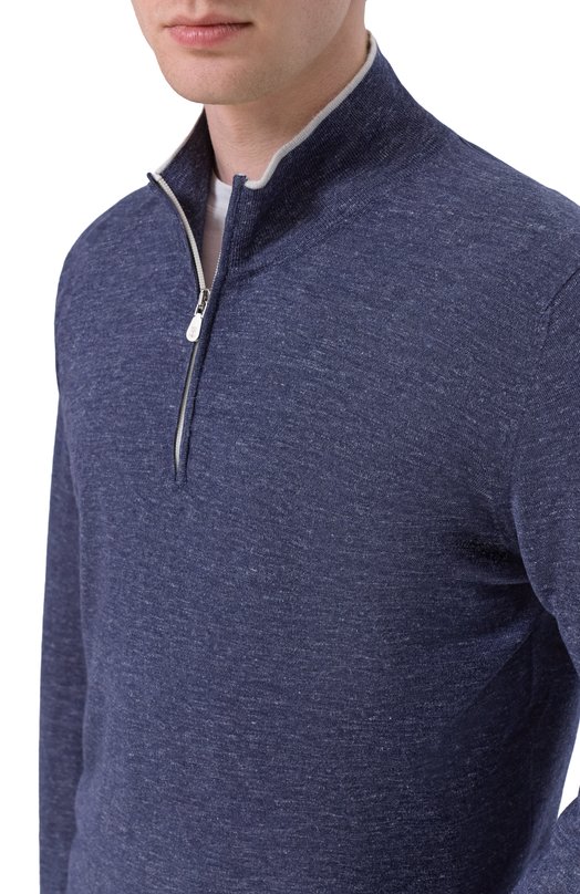 Джемпер из кашемира и шелка Brunello Cucinelli MHS805904 Синий  MHS805904 Фото 5