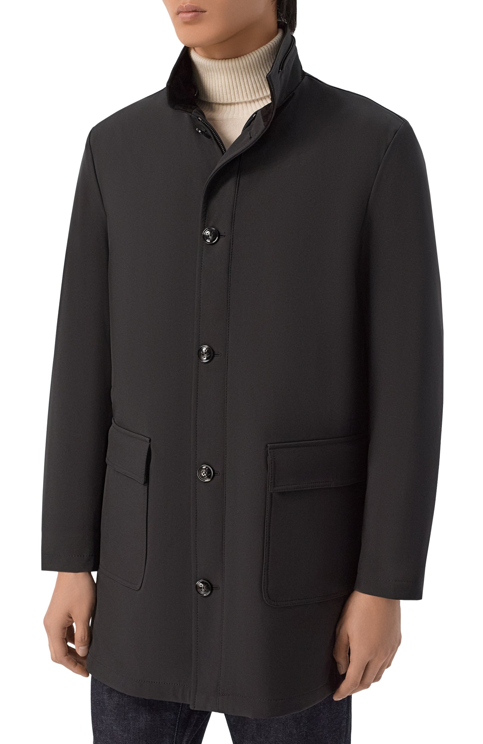 Пальто с воротником из овчины KITON черного цвета по цене 1170000 руб., арт. UW2523AV03T51, фото 6 Пальто с воротником из овчины KITON, арт. UW2523AV03T51, фото 6