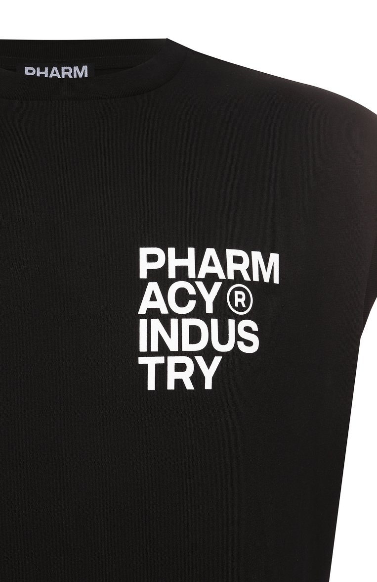 Мужская хлопковая майка PHARMACY INDUSTRY черного цвета, арт. PHABM00173 | Фото 6 (Длина (для топов): Стандартные; Материал внешний: Хлопок; Принт: С принтом; Рукава: Без рукавов; Стили: Спорт-шик; Мужское Кросс-КТ: Футболка-одежда; Кро�сс-КТ: Джерси; Автоматизация состава: Проставлено; Детали: Без декора; Автоматизация ТО: Проставлено)