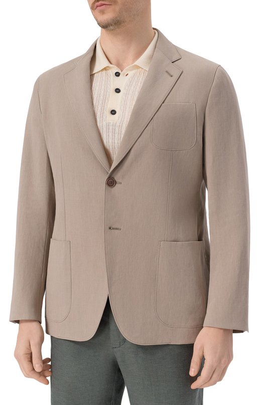 Льняной пиджак Giorgio Armani GM000140/TE10954 Бежевый  GM000140/TE10954 Фото 4