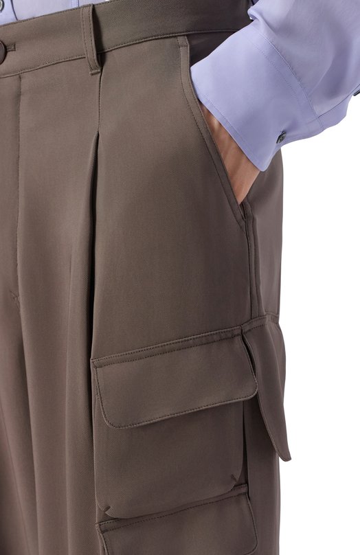Брюки-карго из вискозы Giorgio Armani GM003419/TE15224 Коричневый  GM003419/TE15224 Фото 5