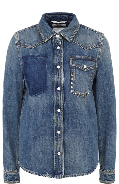Женская джинсовая блуза прямого кроя с потертостями VALENTINO, арт. PB3DB00L/48G
