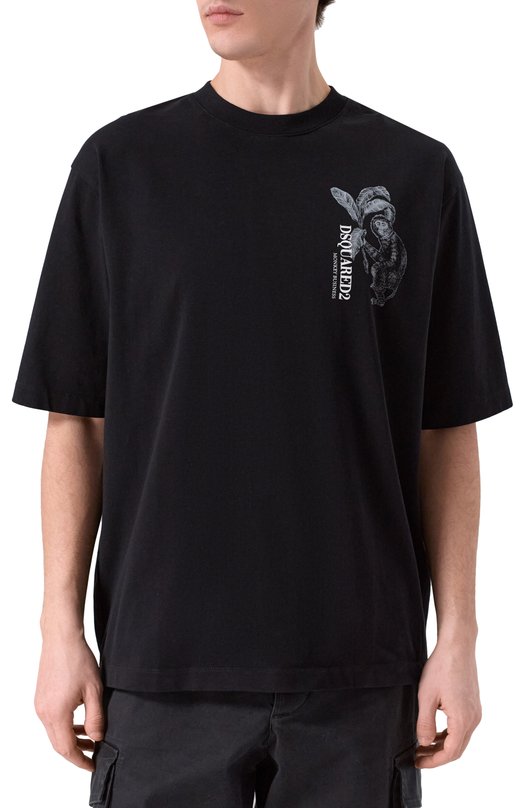 Хлопковая футболка Dsquared2 S74GD1546/D20106 Чёрный  S74GD1546/D20106 Фото 3