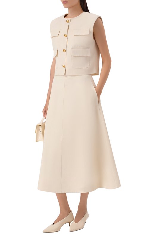 Юбка из вискозы и льна P.A.R.O.S.H. D621191/RAISA26 Кремовый  D621191/RAISA26 Фото 2