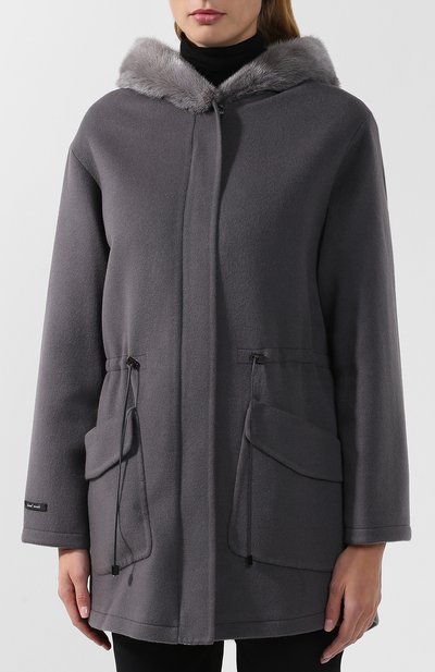 Двустороннее пальто из смеси шерсти и кашемира MANZONI24, арт. Z10 18M432-DB1VFF/MINK LINING/40-46, фото 3