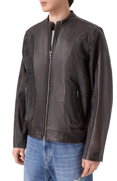 Кожаная куртка DIESEL темно-коричневого цвета по цене 85800 руб., арт. A21119/0GSBK, фото 3 Кожаная куртка DIESEL, арт. A21119/0GSBK, фото 3