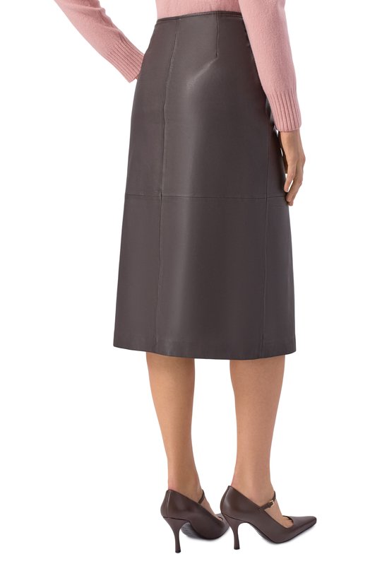 Кожаная юбка Officine Generale W25WLTR554 Коричневый  W25WLTR554 Фото 4
