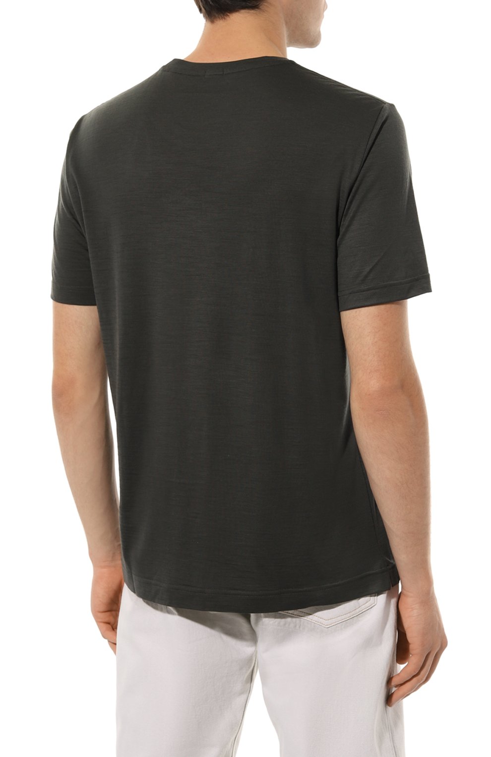 Шерстяная футболка CAPOBIANCO хаки цвета по цене 29150 руб., арт. 15M660.JE00., фото 4 Шерстяная футболка CAPOBIANCO, арт. 15M660.JE00., фото 4