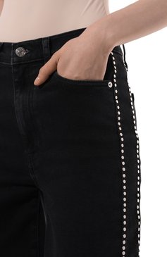Женские джинсы FRAME DENIM черного цвета, арт. LSLSES244 | Фото 5 (Материал сплава: Проставлено; Драгоценные камни: Проставлено; Длина (брюки, джинсы): Стандартные; Силуэт Ж (брюки и джинсы): Прямые; Детали: Декор; Стили: Кэжуэл; Материал внешний: Деним, Хлопок; Кросс-КТ: Деним)