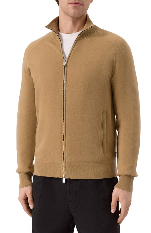 Кардиган из хлопка и шерсти BOSS 50543150 Бежевый  50543150 Фото 3