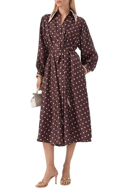 Шелковое платье Zimmermann 8879DS26R Коричневый  8879DS26R Фото 2