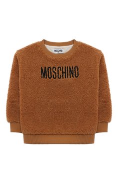 Детский свитшот MOSCHINO коричневого цвета, арт. HMF06B/LIA00/4A-8A | Фото 1 (Материал подклада: Хлопок; Материал сплава: Проставлено; Материал внешний: Синтетический материал; Драгоценные камни: Проставлено; Рукава: Длинные; Мальчики Кросс-КТ: Свитшот-одежда)