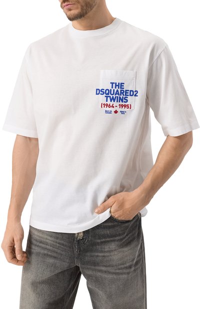 Хлопковая футболка DSQUARED2 белого цвета по цене 35150 руб., арт. S74GD1407/S23009, фото 3 Хлопковая футболка DSQUARED2, арт. S74GD1407/S23009, фото 3