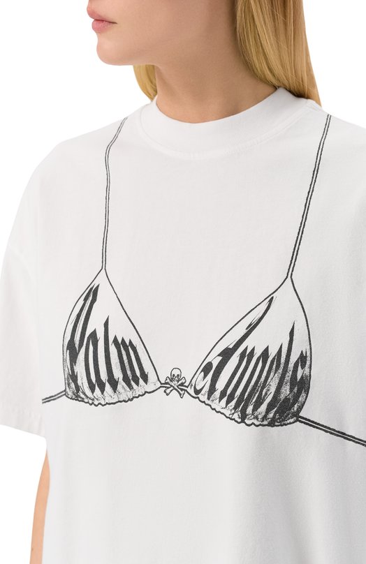 Хлопковая футболка Palm Angels PWAA07BS26JER003 Белый  PWAA07BS26JER003 Фото 5