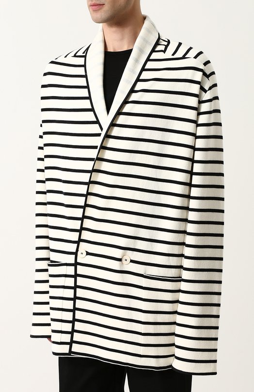 Кардиган свободного кроя из смеси шерсти и шелка с кашемиром Haider Ackermann Чёрный, белый, фото 3