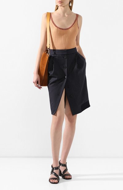 Шерстяная юбка CHLOÉ темно-синего цвета по цене 133000 руб., арт. CHC20UJU11063, фото 2 Шерстяная юбка CHLOÉ, арт. CHC20UJU11063, фото 2