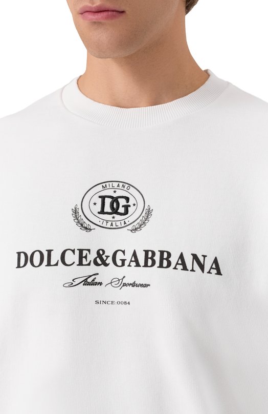 Хлопковый свитшот Dolce & Gabbana G9AHSZ/G7PBF Белый  G9AHSZ/G7PBF Фото 5